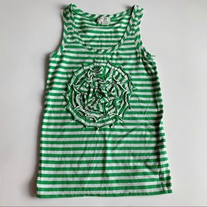 Kate Spade Tank Top Kelly-Green Stripe Shirred Floral Size XS